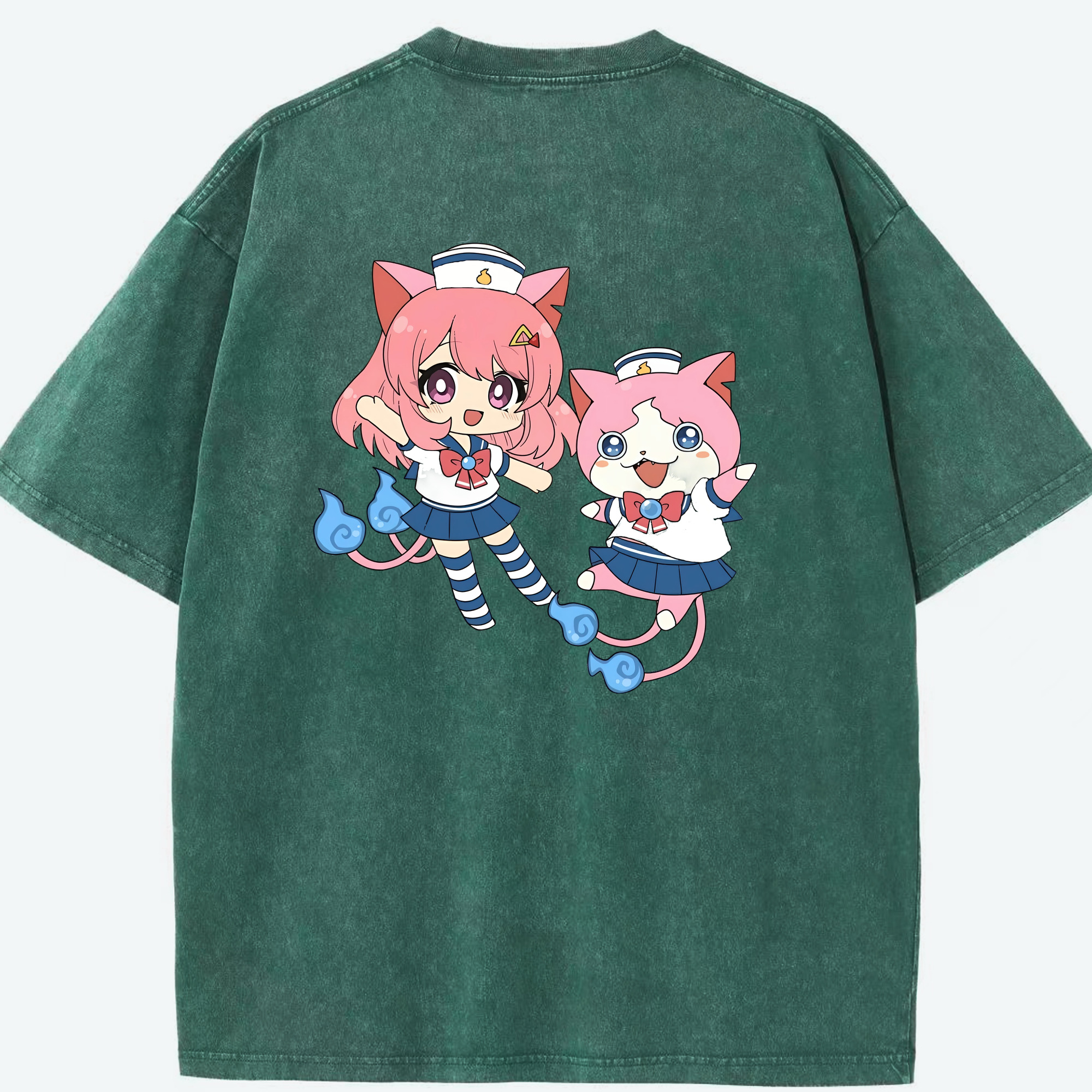 （画像用） 妖怪ウォッチ Yo-kai Watch 綿100% ヴィンテージ風 半袖Tシャツ（背面プリント）